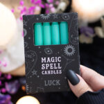 green 'luck' magic spell candles set of 12