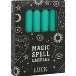 green 'luck' magic spell candles set of 12