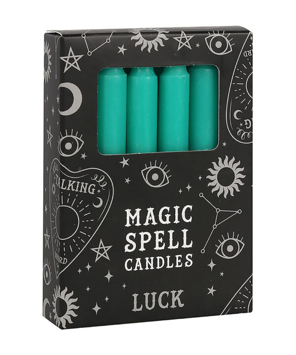 green 'luck' magic spell candles set of 12
