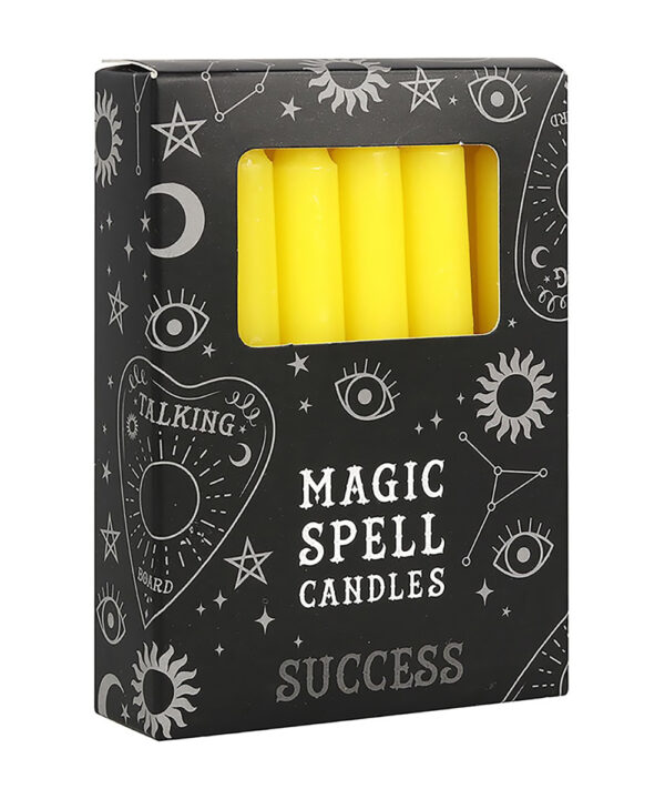 yellow 'success' magic spell candles set of 12