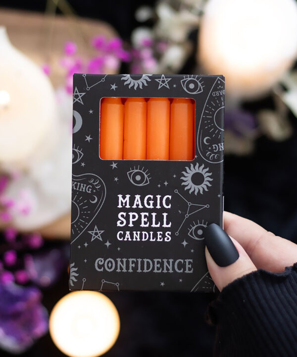 orange 'confidence' magic spell candles set of 12