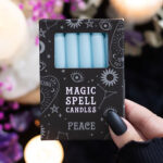 light blue 'peace' magic spell candles set of 12