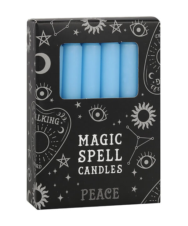 light blue 'peace' magic spell candles set of 12