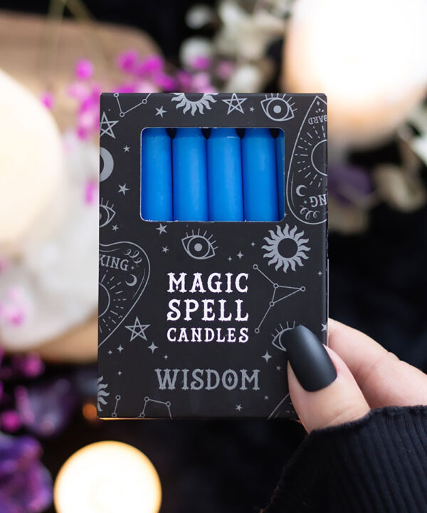 blue 'wisdom' magic spell candles set of 12