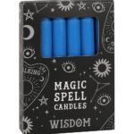blue 'wisdom' magic spell candles set of 12