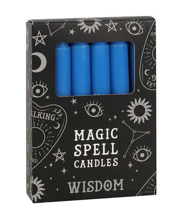 blue 'wisdom' magic spell candles set of 12