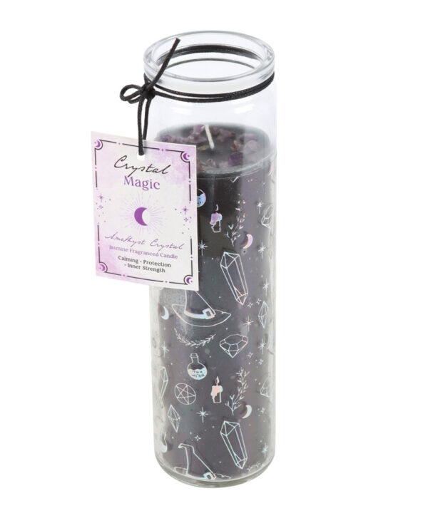 crystal witch jasmine tube candle with amethyst chips