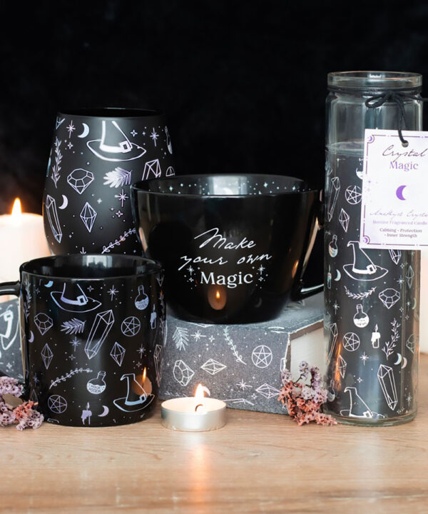 crystal witch jasmine tube candle with amethyst chips