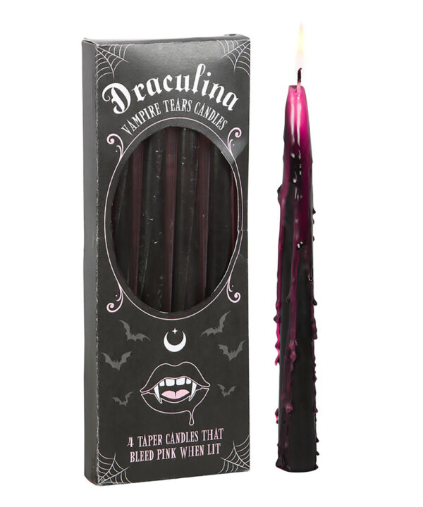 pink vampire tears taper candles set of 4