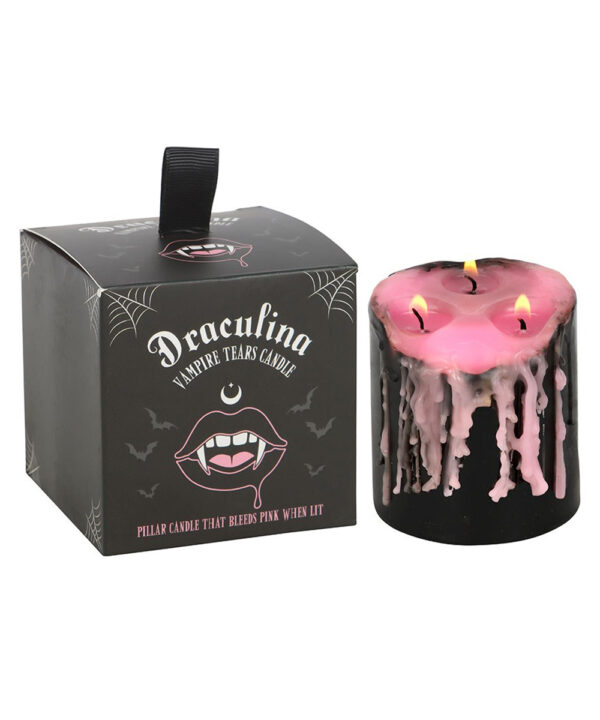 pink vampire tears small pillar candle