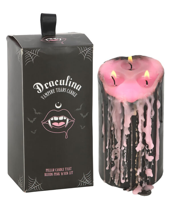 pink vampire tears large pillar candle