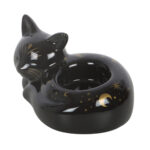 black cat magick curled cat tealight holder