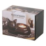 black cat magick curled cat tealight holder