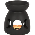 triple moon cut out matte black celestial oil burner