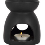 triple moon cut out matte black celestial oil burner