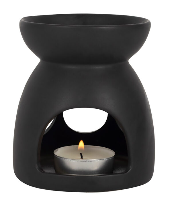 triple moon cut out matte black celestial oil burner