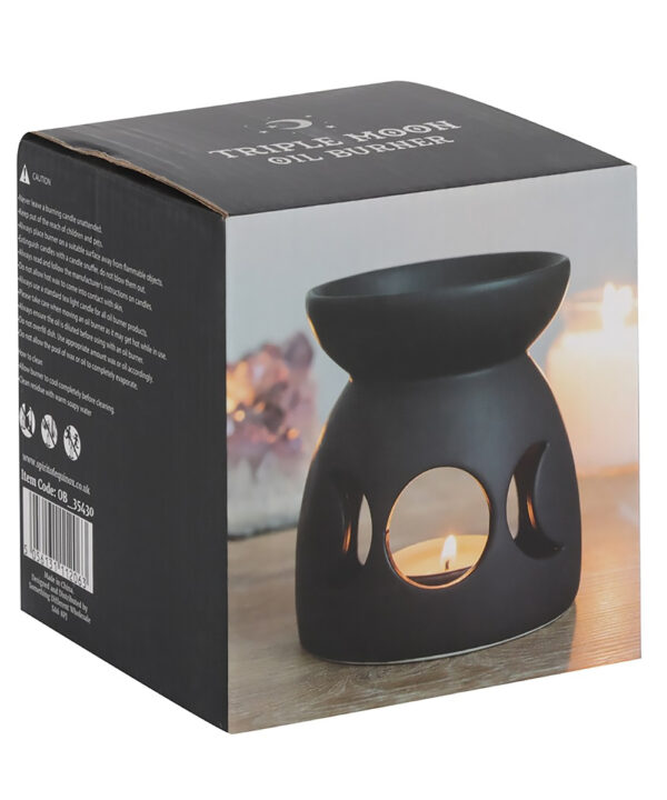 triple moon cut out matte black celestial oil burner