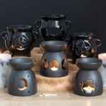 triple moon cut out matte black celestial oil burner