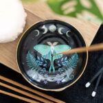 luna moth ceramic incense plate