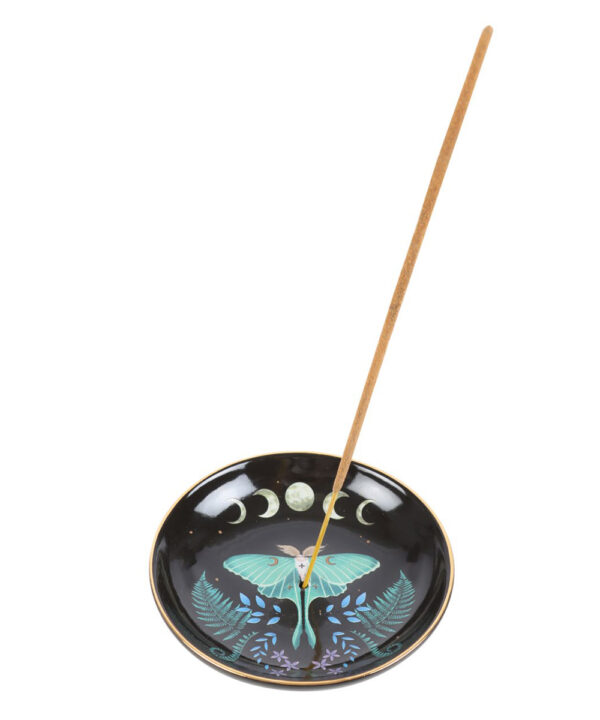 luna moth ceramic incense plate