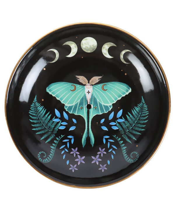 luna moth ceramic incense plate