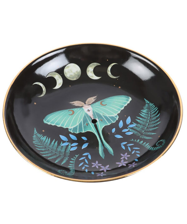 luna moth ceramic incense plate
