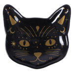 magick black cat face trinket dish