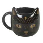 magick black cat face mug