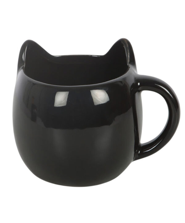 magick black cat face mug