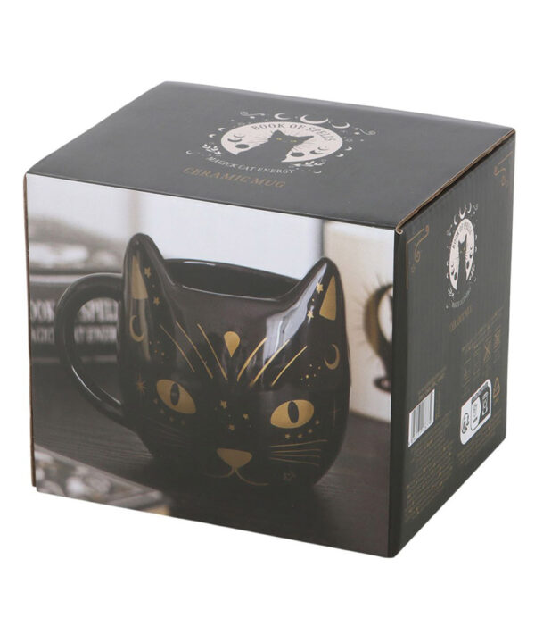 magick black cat face mug