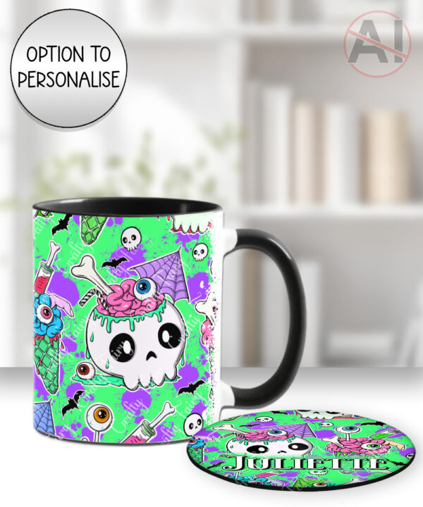 zombie sweet treats mug and/or coaster optional personalised gothic horror gift
