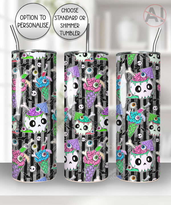 zombie sweet treats straight tumbler optional personalised gothic halloween tumbler