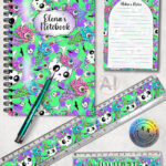 personalised witchy reader skull & books gothic a6 notepad stationery (copy)