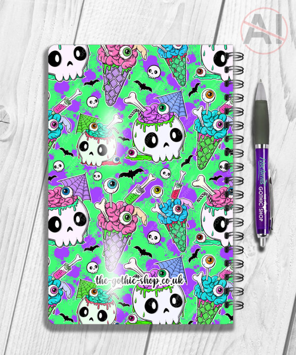 zombie sweet treats notebook journal optional personalised gothic halloween stationery