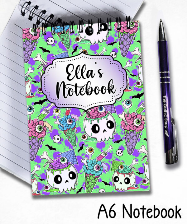zombie sweet treats notebook journal optional personalised gothic halloween stationery