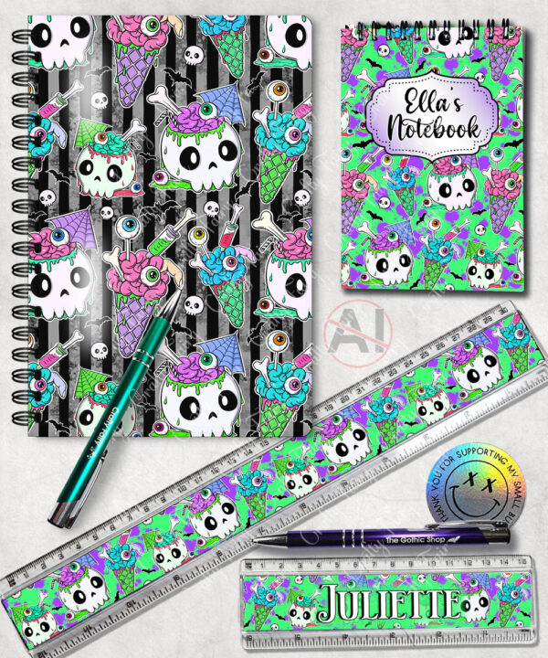 zombie sweet treats notebook journal optional personalised gothic halloween stationery