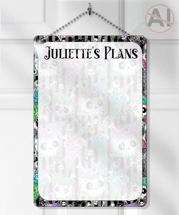 zombie sweet treats gothic planner whiteboard metal sign optional to personalise