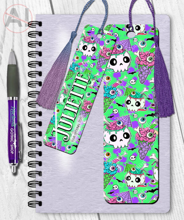 zombie sweet treats gothic metal bookmark option to personalise