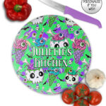 zombie sweet treats glass chopping board option to personalise