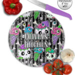 zombie sweet treats glass chopping board option to personalise