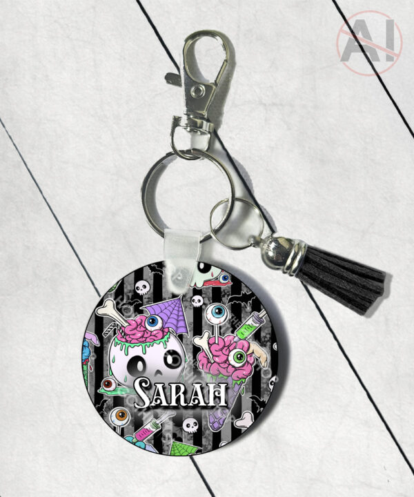 zombie sweet treats round keyring option to personalise