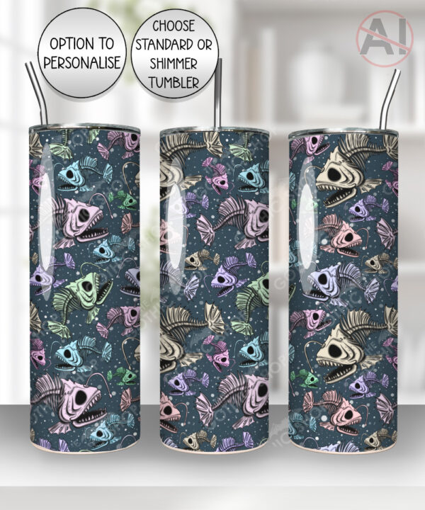 angler skelly fish straight gothic tumbler option to personalise