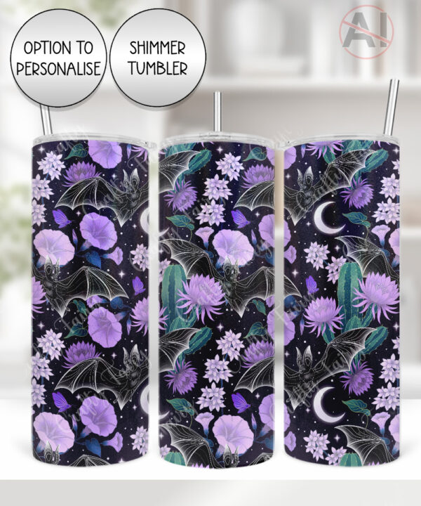 19609 bats floral personalised tumbler 2