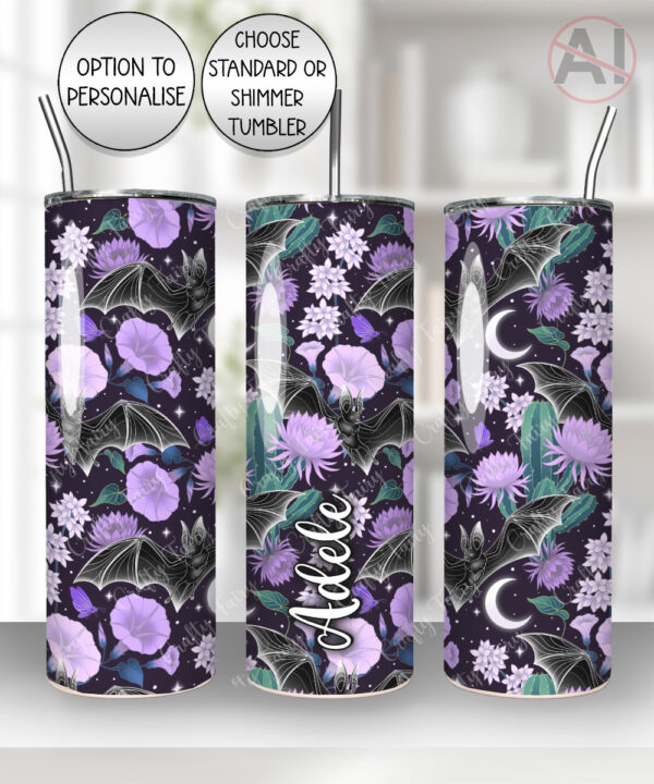 19609 bats floral personalised tumbler 3