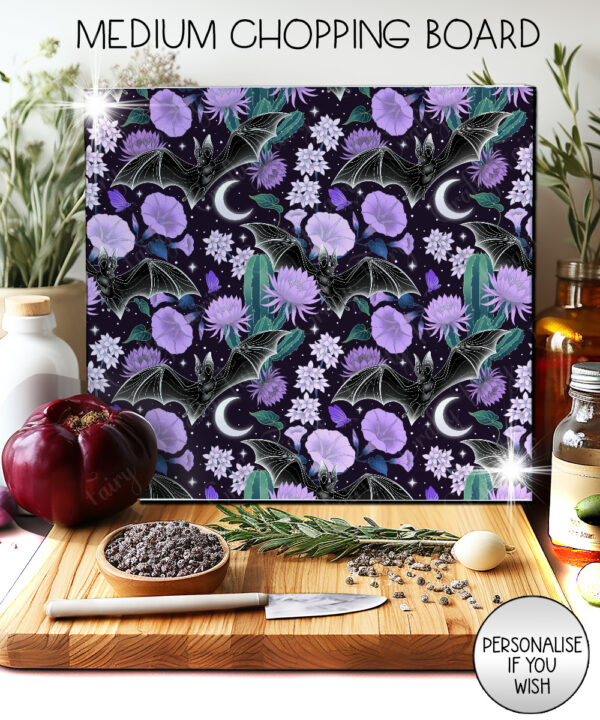 19610 bats floral personalised chopping board 2