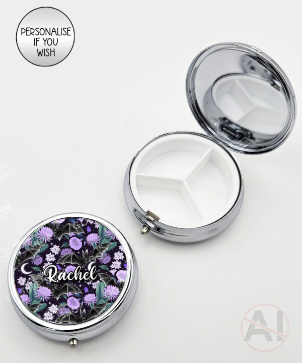 19613 bats floral personalised pill pot 1