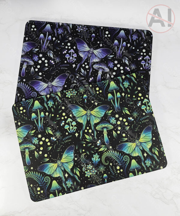 mystic forest moths & mushrooms witchy gothic placemat / coaster