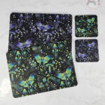 mystic forest moths & mushrooms witchy gothic placemat / coaster
