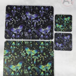 mystic forest moths & mushrooms witchy gothic placemat / coaster