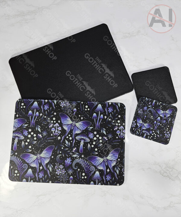 mystic forest moths & mushrooms witchy gothic placemat / coaster